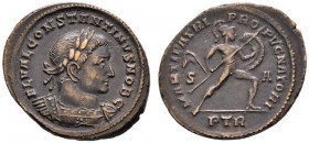 Römische Münzen 
 Kaiserzeit 
 Constantinus I. Caesar 306-309 
 Folles (27 mm) -Trier-. FL VAL CONSTANTINVS NOB C. Belorbeerte und drapierte Panzer...