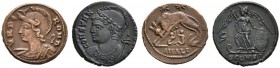 Römische Münzen 
 Kaiserzeit 
 Urbs Roma = Stadt Rom, Geprägt ab Constantinus I. ca. 310 n.Chr 
 Lot (2 Stücke): Folles. VRBS ROMA. Behelmte Büste ...