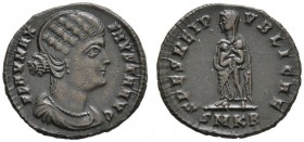 Römische Münzen 
 Kaiserzeit 
 Fausta †326, Gemahlin Constantins I 
 Folles -Cyzikus-. FLAV MAX FAVSTA AVG. Drapierte Büste nach rechts / SPES REIP...