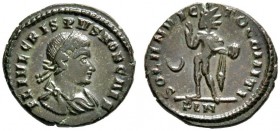 Römische Münzen 
 Kaiserzeit 
 Crispus Caesar 316-326 
 Folles -London-. F L IVL CRISPVS NOB CAES. Belorbeerte und drapierte Panzerbüste nach recht...