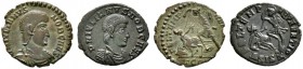 Römische Münzen 
 Kaiserzeit 
 Julianus II. Caesar 355-360 
 Lot (2 Stücke): Mittelbronzen (AE-19 mm). -Siscia- bzw. -Constantinopolis-. Bloße drap...