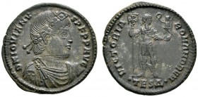 Römische Münzen 
 Kaiserzeit 
 Jovianus 363-364 
 AE-Doppelmaiorina (27 mm) -Thessaloniki-. D N IOVIANVS P F P P AVG. Drapierte Panzerbüste mit Dia...