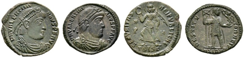 Römische Münzen 
 Kaiserzeit 
 Valentinianus I. 364-375 
 Lot (2 Stücke): Kle...