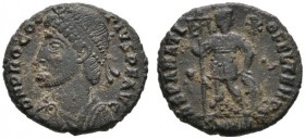 Römische Münzen 
 Kaiserzeit 
 Procopius 365-366 
 AE-Centenionalis -Herakleia-. D N PROCOPIVS P F AVG. Drapierte Panzerbüste mit Perldiadem nach l...