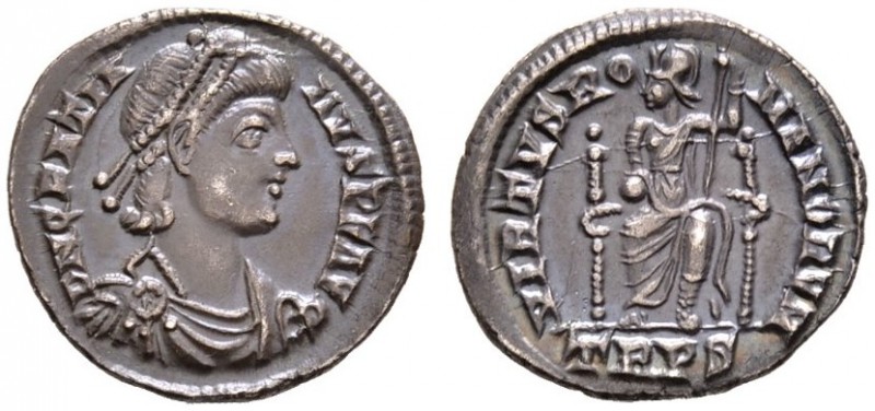 Römische Münzen 
 Kaiserzeit 
 Gratianus 367-383 
 Siliqua -Trier-. D N GRATI...