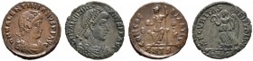 Römische Münzen 
 Kaiserzeit 
 Valentinianus II. 375-392 
 Lot (2 Stücke): Kleinbronzen (AE-17 mm). Drapierte Panzerbüste mit Diadem nach rechts / ...