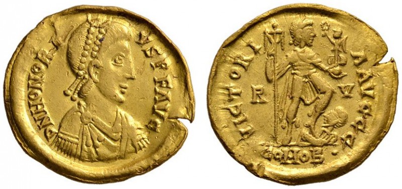 Römische Münzen 
 Kaiserzeit 
 Honorius 393-423 
 Solidus 402/406 -Ravenna-. ...