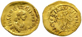 Römische Münzen 
 Kaiserzeit 
 Leo II. 474 
 Tremissis (Gemeinschaftsprägung mit Zeno) -Constantinopolis-. D N LEO ET ZENO P P AVG. Drapiertes Brus...