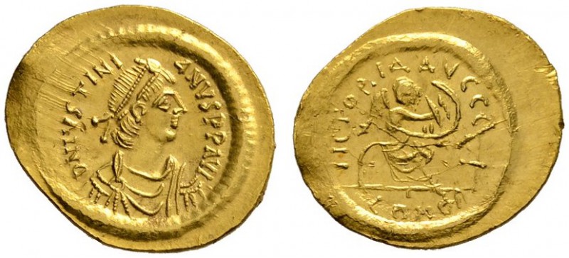 Byzantinische Münzen 
 Justinianus I. 527-565. Semissis 552-565 -Constantinopol...