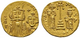 Byzantinische Münzen 
 Constans II. mit Constantinus IV. 654-668. Solidus 662/667 -Constantinopolis-. 1. Offizin. Beide gekrönte Büsten von vorn / St...