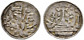 Ausländische Münzen und Medaillen 
 Belgien-Lüttich, Bistum 
 Rudolph von Zähringen 1167-1191 
 Pfennig. Krummstab zwischen Bischofs- und Königsbüs...