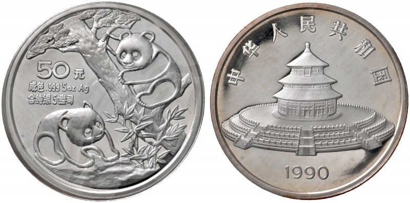 Ausländische Münzen und Medaillen 
 China-Volksrepublik 
 50 Yuan 1990. Zwei P...