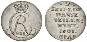 Ausländische Münzen und Medaillen 
 Dänemark 
 Christian VII. 1766-1808. 2 Skilling 1801. Hede 35A, KM 660.1.
 vorzüglich