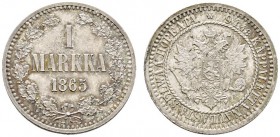Ausländische Münzen und Medaillen 
 Finnland (unter russischer Herrschaft) 
 1 Markka 1865 -Helsinki-. KM 3.1, Bitkin (Rußland) 625.
 selten in die...