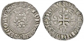 Ausländische Münzen und Medaillen 
 Frankreich-Königreich 
 Charles VI. 1380-1422 
 Florette (Gros de 20 deniers) o.J. (1417). +KAROLVS FRANCORVM R...