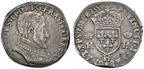 Ausländische Münzen und Medaillen 
 Frankreich-Königreich 
 Francois II. 1559-1560 
 Teston 1559 -La Rochelle-. Prägung im Namen Henri II. Belorbee...