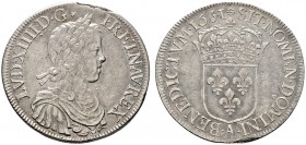 Ausländische Münzen und Medaillen 
 Frankreich-Königreich 
 Louis XIV. 1643-1715 
 Ecu a la meche longue 1651 -Paris-. Gad. 202, Ciani 1849, Dupl. ...