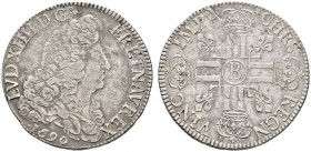 Ausländische Münzen und Medaillen 
 Frankreich-Königreich 
 Louis XIV. 1643-1715 
 Ecu aux huit L 1690 -Rouen-. Gad. 216, Ciani 1889, Dupl. 1514, D...