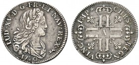 Ausländische Münzen und Medaillen 
 Frankreich-Königreich 
 Louis XV. 1715-1774 
 Petit louis d'argent (1/3 Ecu) 1720 -Paris-. Gad. 305, Ciani 2136...