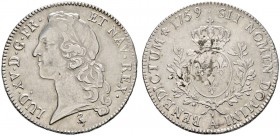 Ausländische Münzen und Medaillen 
 Frankreich-Königreich 
 Louis XV. 1715-1774 
 Ecu au bandeau 1759 -Paris-. Gad. 322, Ciani 2122, Dupl. 1680, Da...