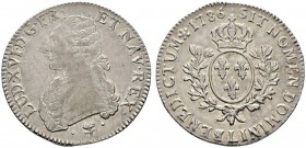Ausländische Münzen und Medaillen 
 Frankreich-Königreich 
 Louis XVI. 1774-1793 
 Ecu aux lauriers 1786 -Bayonne-. Gad. 356, Ciani 2187, Dupl. 170...