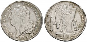 Ausländische Münzen und Medaillen 
 Frankreich-Königreich 
 Constitution 1791-1792 
 Ecu de 6 Livres 1792 (L'AN 4) -Paris-. Gad. 55, Dupl. 1718, Da...