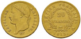 Ausländische Münzen und Medaillen 
 Frankreich-Königreich 
 Napoleon I. 1804-1815 
 20 Francs 1812 -Paris-. Gad. 1025, Fr. 511. 6,44 g
 sehr schön...