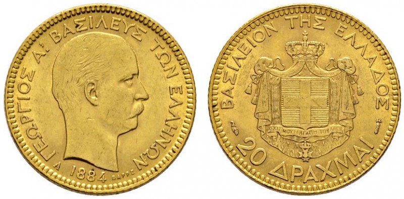 Ausländische Münzen und Medaillen 
 Griechenland 
 Georg I. 1863-1913 
 20 Dr...