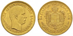 Ausländische Münzen und Medaillen 
 Griechenland 
 Georg I. 1863-1913 
 20 Drachmai 1884 -Paris-. Divo 47, Fr. 18, Schl. 9. 6,47 g
 sehr schön-vor...