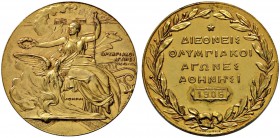 Ausländische Münzen und Medaillen 
 Griechenland 
 Georg I. 1863-1913 
 Bronzene Teilnehmermedaille 1906 von W. Pittner, auf die Olympischen Zwisch...