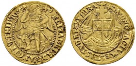 Ausländische Münzen und Medaillen 
 Großbritannien 
 Elizabeth I. 1558-1603 
 Half Angel o.J. (1598-1600) -London-. Münzzeichen Anker. Erzengel Mic...