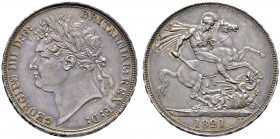 Ausländische Münzen und Medaillen 
 Großbritannien 
 George IV. 1820-1830 
 Crown 1821. Spink 3805, Dav. 104.
 Prachtexemplar mit feiner Patina, w...