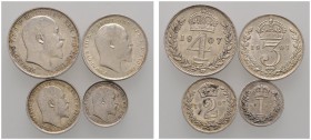 Ausländische Münzen und Medaillen 
 Großbritannien 
 Edward VII. 1901-1910 
 Maundy Set (4 Stücke) 1907. Bestehend aus: Fourpence, Threepence, Two­...
