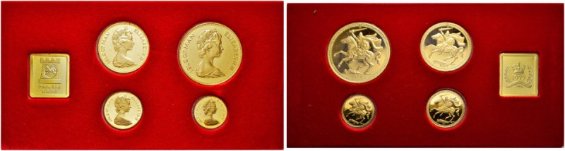 Ausländische Münzen und Medaillen 
 Isle of Man 
 4-tlg. Goldmünzensatz 1977. ...