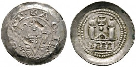Ausländische Münzen und Medaillen 
 Italien-Aquileia, Patriarchat 
 Pellegrino II. 1195-1204. Denaro um 1195. +AQVLE-GIA.P. Von vorn thronender Patr...