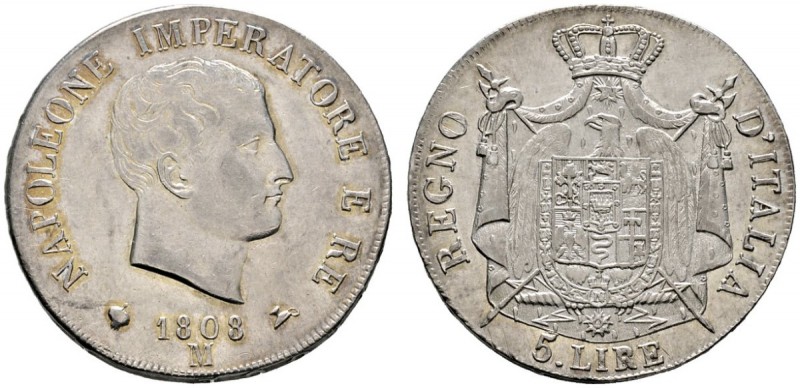 Ausländische Münzen und Medaillen 
 Italien-Königreich Napoleons 
 5 Lire 1808...