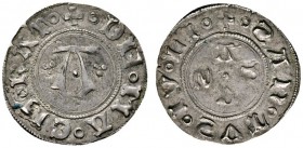 Ausländische Münzen und Medaillen 
 Italien-Macerata 
 Autonom 1404-1447. Bolognino o.J. +DE MACERATA. Gotisches &quot;A&quot; / SANTVS IVLI. V-S-A-...