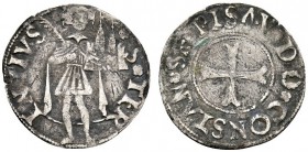 Ausländische Münzen und Medaillen 
 Italien-Pesaro 
 Constanzo I. Sforza 1473-1483. 1/3 Grosso o.J. St. Terentius mit Palmwedel und Kirchenmodell vo...