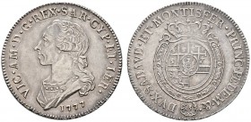 Ausländische Münzen und Medaillen 
 Italien-Sardinien 
 Victor Amadeus III. von Savoyen 1773-1796 
 1/2 Scudo da 3 Lira 1777 -Turin-. Cud. 988e, CN...
