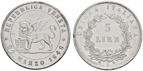 Ausländische Münzen und Medaillen 
 Italien-Venedig 
 Provisorische Regierung 1848-1849 
 5 Lire 1848. Mit Randschrift &quot;DIO BENEDITE L'ITALIA*...