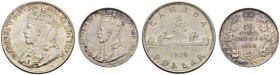 Ausländische Münzen und Medaillen 
 Kanada 
 Lot (2 Stücke): Dollar 1936 sowie 50 Cents 1916. KM 31 und 25.
 leichte Tönung, winzige Kratzer, vorzü...