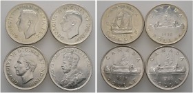 Ausländische Münzen und Medaillen 
 Kanada 
 Lot (4 Stücke): Dollar 1936-1938 sowie 1949. KM 31,37,47.
 vorzüglich