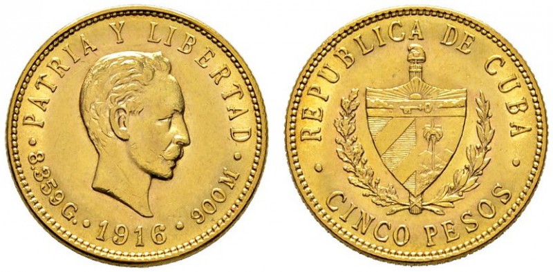 Ausländische Münzen und Medaillen 
 Kuba 
 5 Pesos 1916. José Marti. KM 19, Fr...