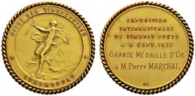 Ausländische Münzen und Medaillen 
 Luxemburg 
 Charlotte 1919-1964. Mattierte, goldene Prämienmedaille 1927 von P. Fisch, der Internationalen Brief...
