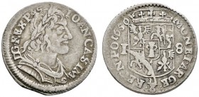 Ausländische Münzen und Medaillen 
 Polen 
 Johann II. Casimir 1649-1668 
 18 Gröscher (Ort oder 1/4 Taler) 1650 -Bromberg-. Kopicki 1695, Gum. 172...