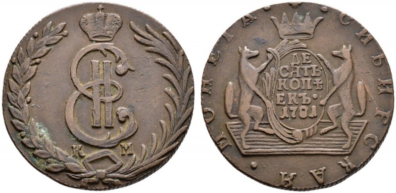 Ausländische Münzen und Medaillen 
 Rußland 
 Katharina II. 1762-1796 
 Cu-10...