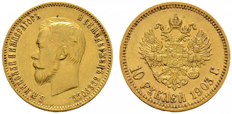 Ausländische Münzen und Medaillen 
 Rußland 
 Nikolaus II. 1894-1917 
 10 Rub...