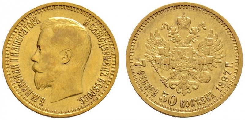 Ausländische Münzen und Medaillen 
 Rußland 
 Nikolaus II. 1894-1917 
 7,5 Ru...