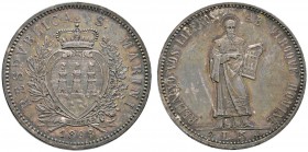 Ausländische Münzen und Medaillen 
 San Marino 
 5 Lire 1898. KM 6, Dav. 302, Pagani 357.
 Prachtexemplar mit feiner Patina, kleine Kratzer auf dem...