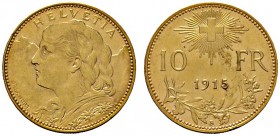 Ausländische Münzen und Medaillen 
 Schweiz-Eidgenossenschaft 
 10 Franken 1915 B. Vreneli. DT 294, HMZ 2-1196e, Fr. 504. 3,24 g
 kleine Kratzer un...